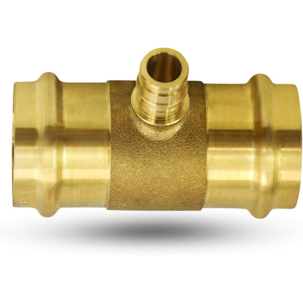 Supply Giant 1" Press x 1" Press x 3/4" Pex A Tee Brass Expansion Fitting, F1960 Pex, Lead Free